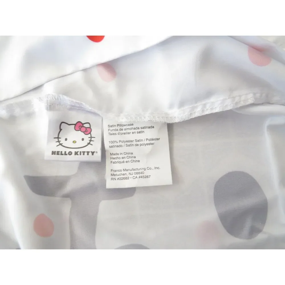 Hello Kitty by Sanrio Polyester Satin Beauty Pillowcases (2) Queen White/Red EUC